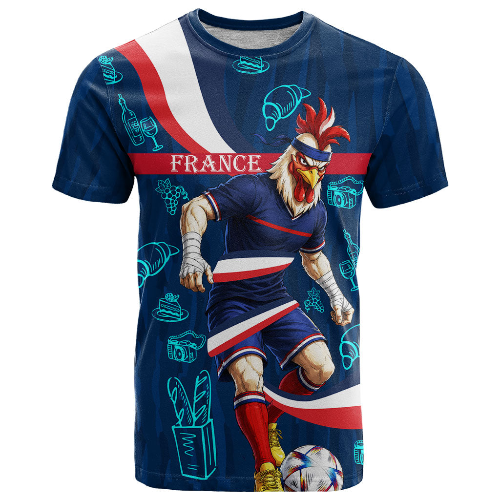 Personalized France Gallic Rooster Football T Shirt Rooster Mascot French Culture Doodle