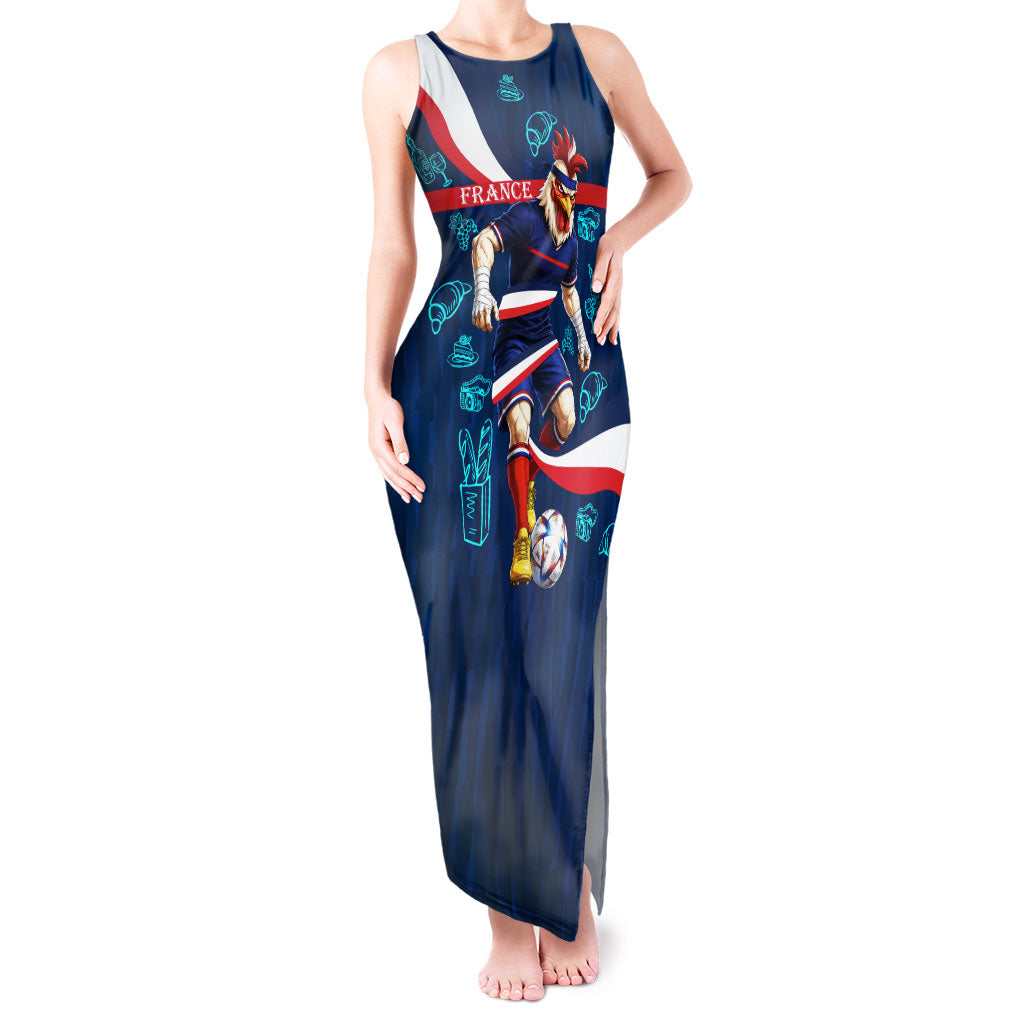 Personalized France Gallic Rooster Football Tank Maxi Dress Rooster Mascot French Culture Doodle