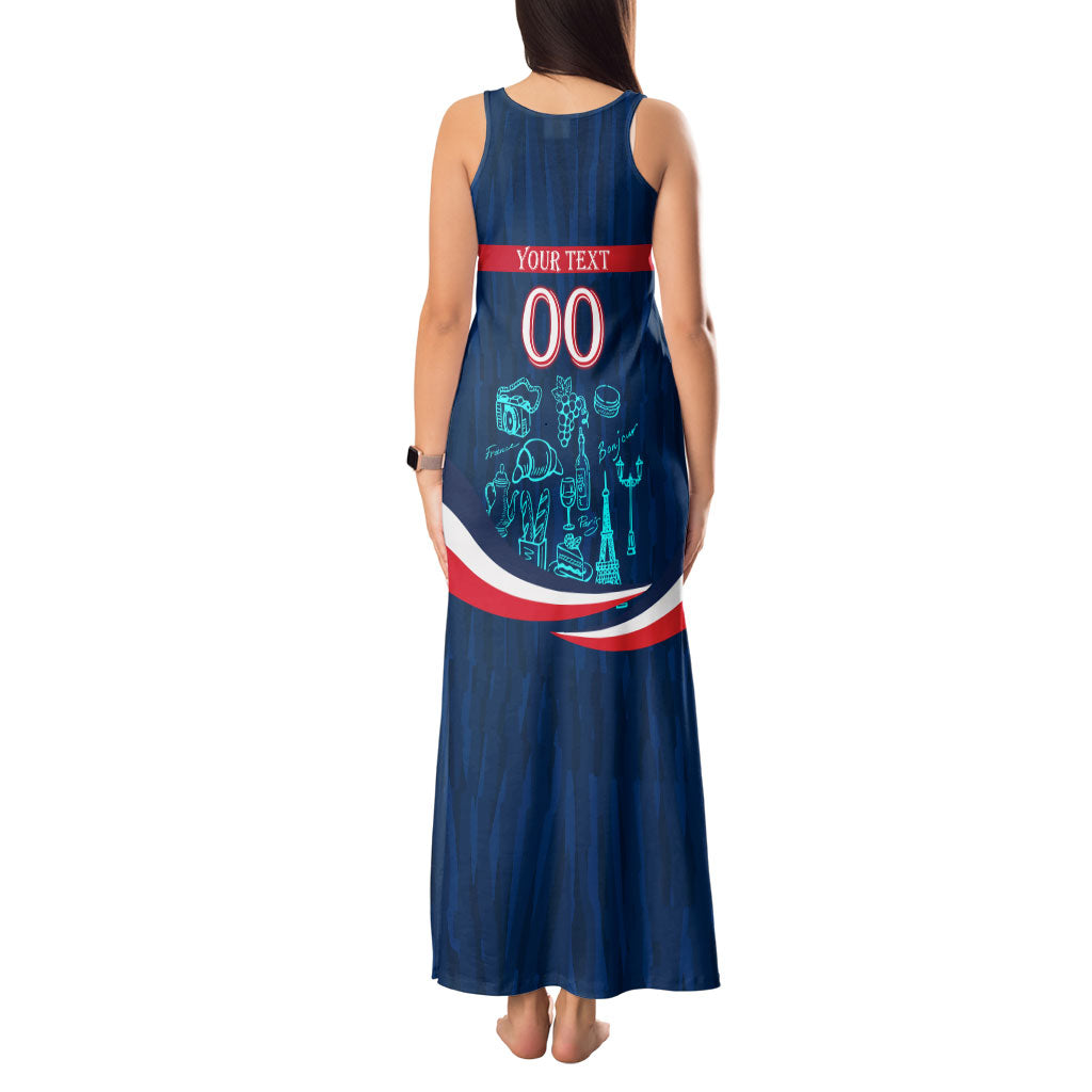 Personalized France Gallic Rooster Football Tank Maxi Dress Rooster Mascot French Culture Doodle