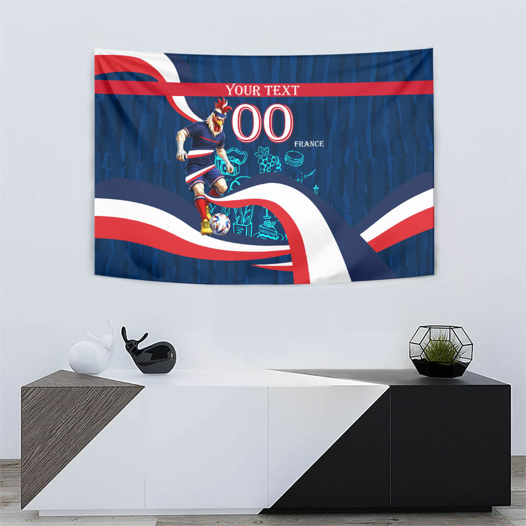 Personalized France Gallic Rooster Football Tapestry Rooster Mascot French Culture Doodle