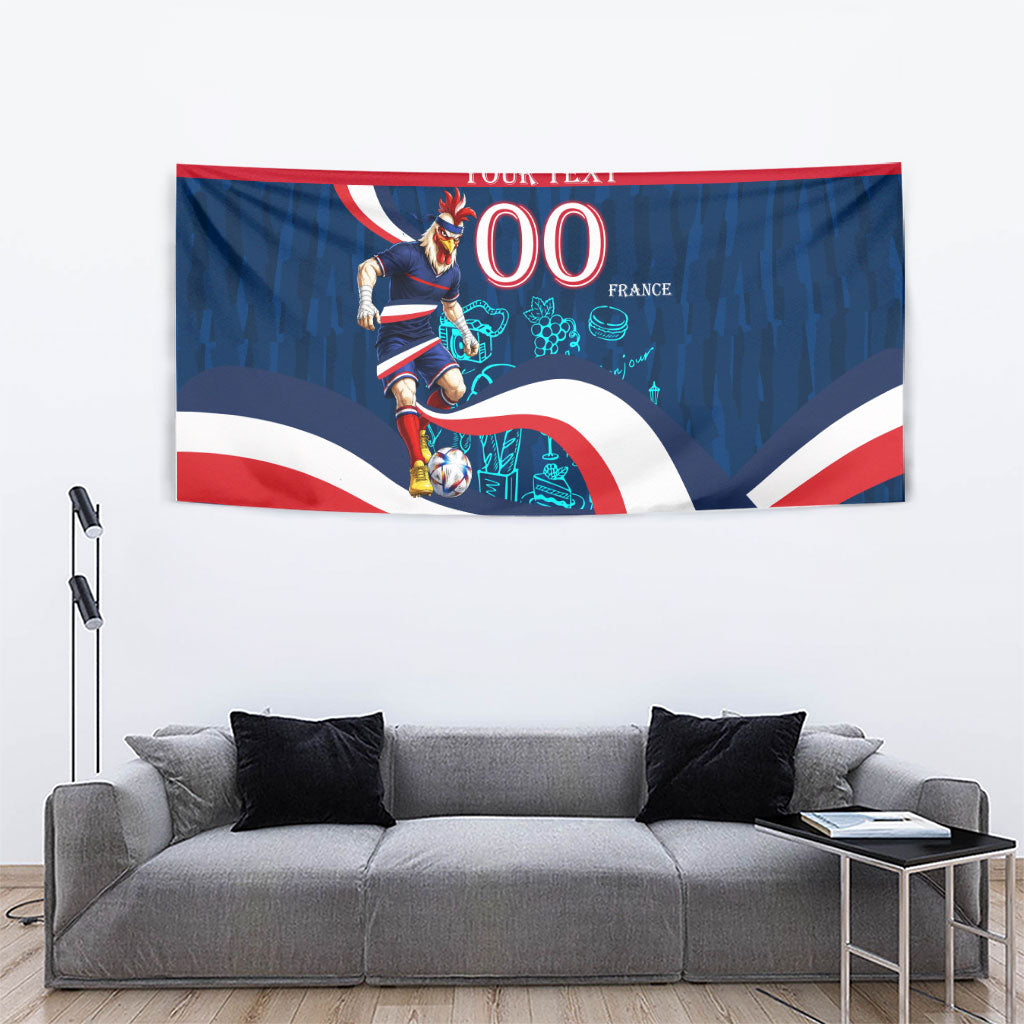 Personalized France Gallic Rooster Football Tapestry Rooster Mascot French Culture Doodle