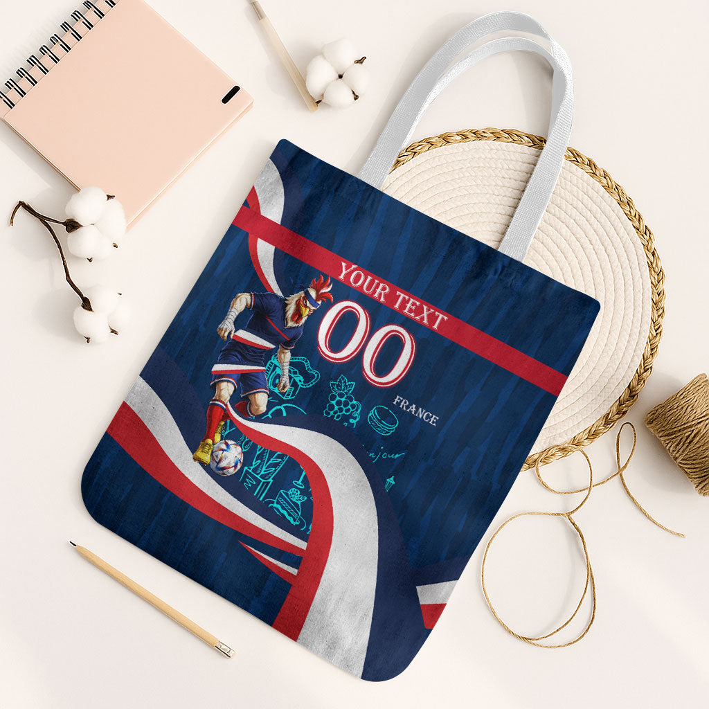 Personalized France Gallic Rooster Football Tote Bag Rooster Mascot French Culture Doodle