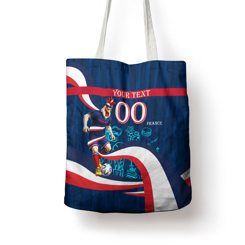 Personalized France Gallic Rooster Football Tote Bag Rooster Mascot French Culture Doodle
