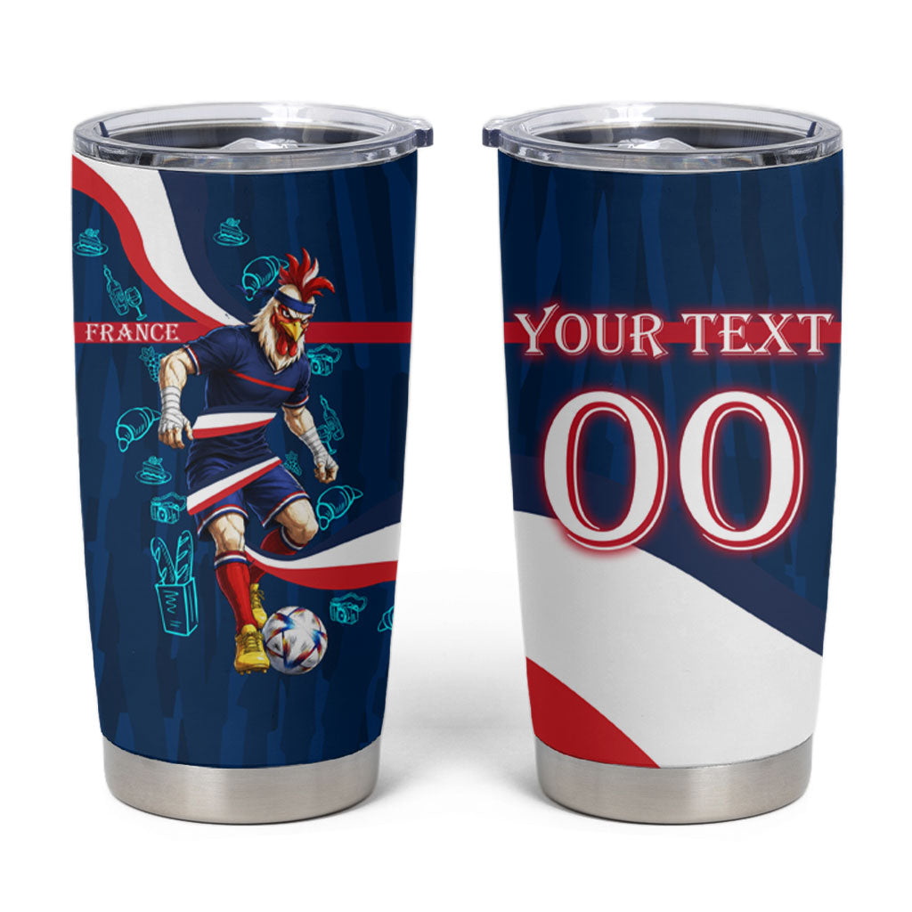 Personalized France Gallic Rooster Football Tumbler Cup Rooster Mascot French Culture Doodle