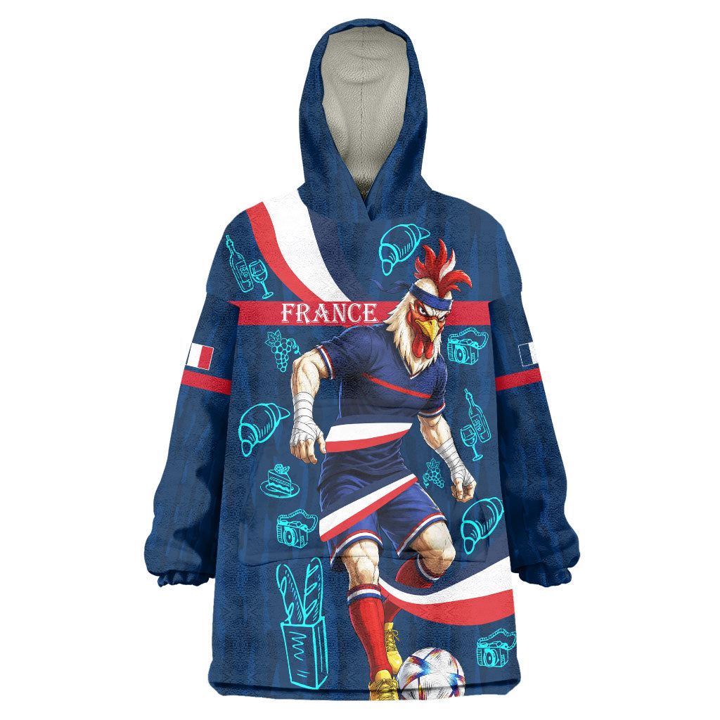Personalized France Gallic Rooster Football Wearable Blanket Hoodie Rooster Mascot French Culture Doodle