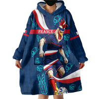 Personalized France Gallic Rooster Football Wearable Blanket Hoodie Rooster Mascot French Culture Doodle