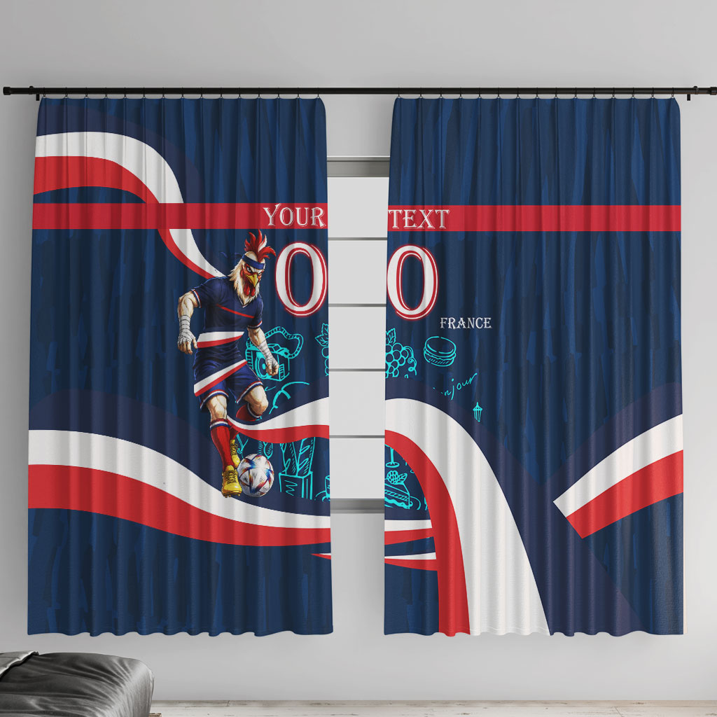 Personalized France Gallic Rooster Football Window Curtain Rooster Mascot French Culture Doodle