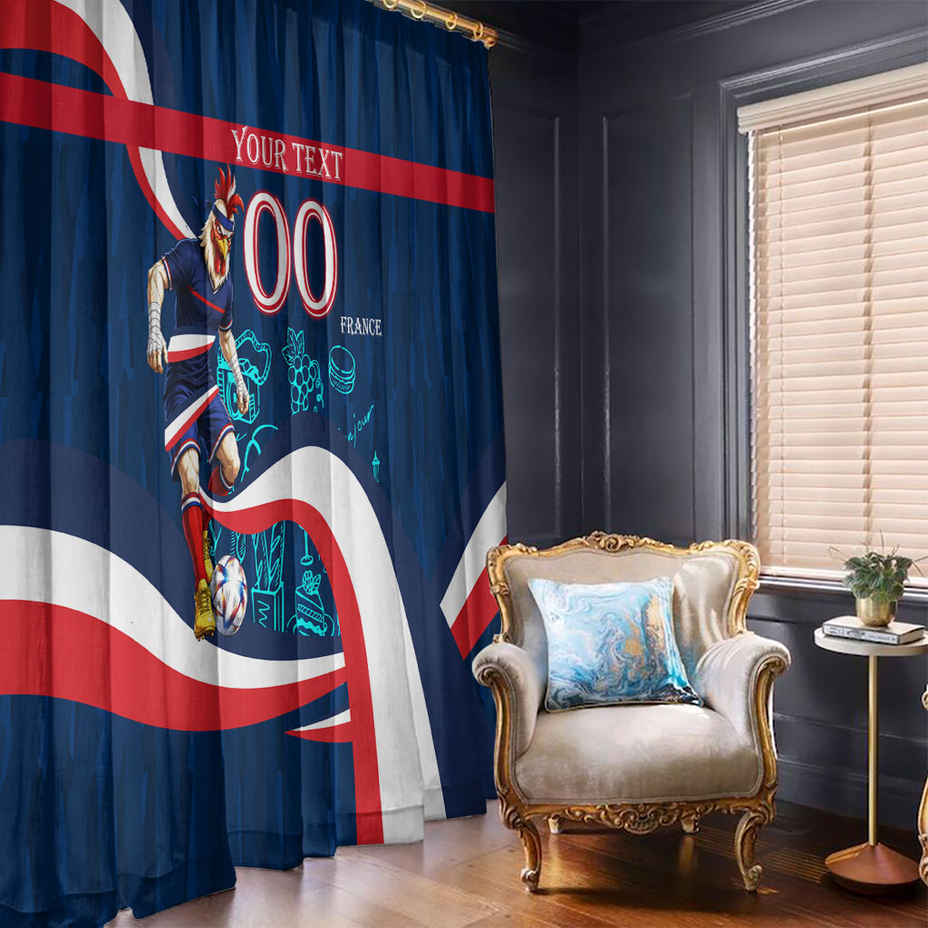 Personalized France Gallic Rooster Football Window Curtain Rooster Mascot French Culture Doodle