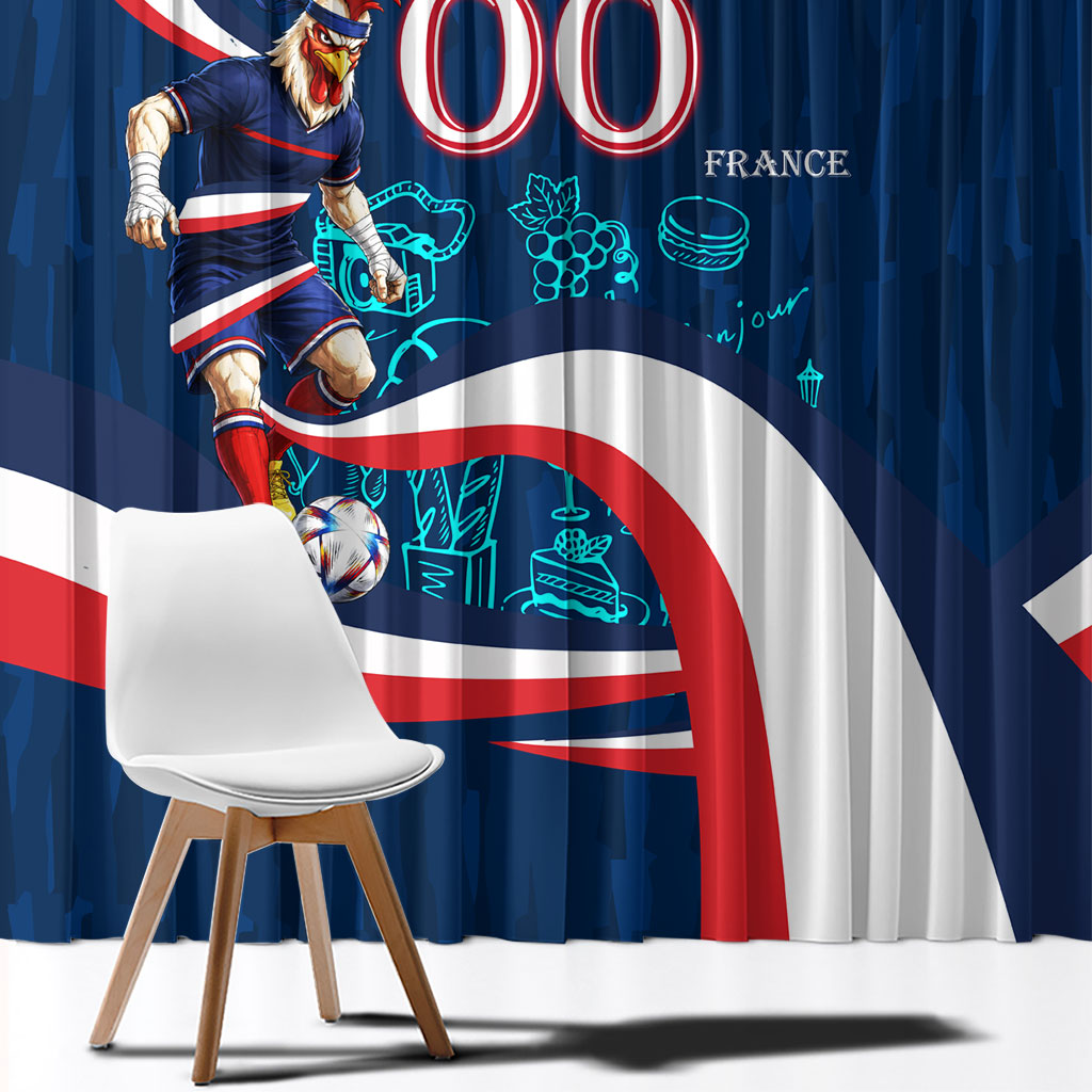 Personalized France Gallic Rooster Football Window Curtain Rooster Mascot French Culture Doodle