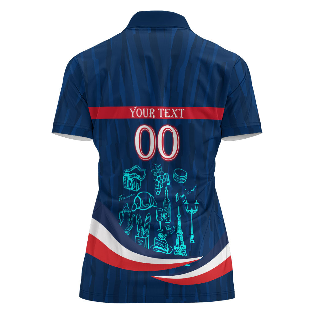 Personalized France Gallic Rooster Football Women Polo Shirt Rooster Mascot French Culture Doodle