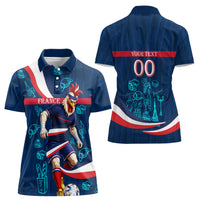 Personalized France Gallic Rooster Football Women Polo Shirt Rooster Mascot French Culture Doodle