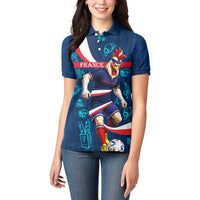 Personalized France Gallic Rooster Football Women Polo Shirt Rooster Mascot French Culture Doodle