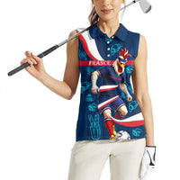 Personalized France Gallic Rooster Football Women Sleeveless Polo Shirt Rooster Mascot French Culture Doodle