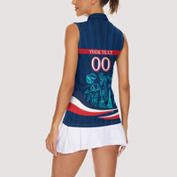 Personalized France Gallic Rooster Football Women Sleeveless Polo Shirt Rooster Mascot French Culture Doodle