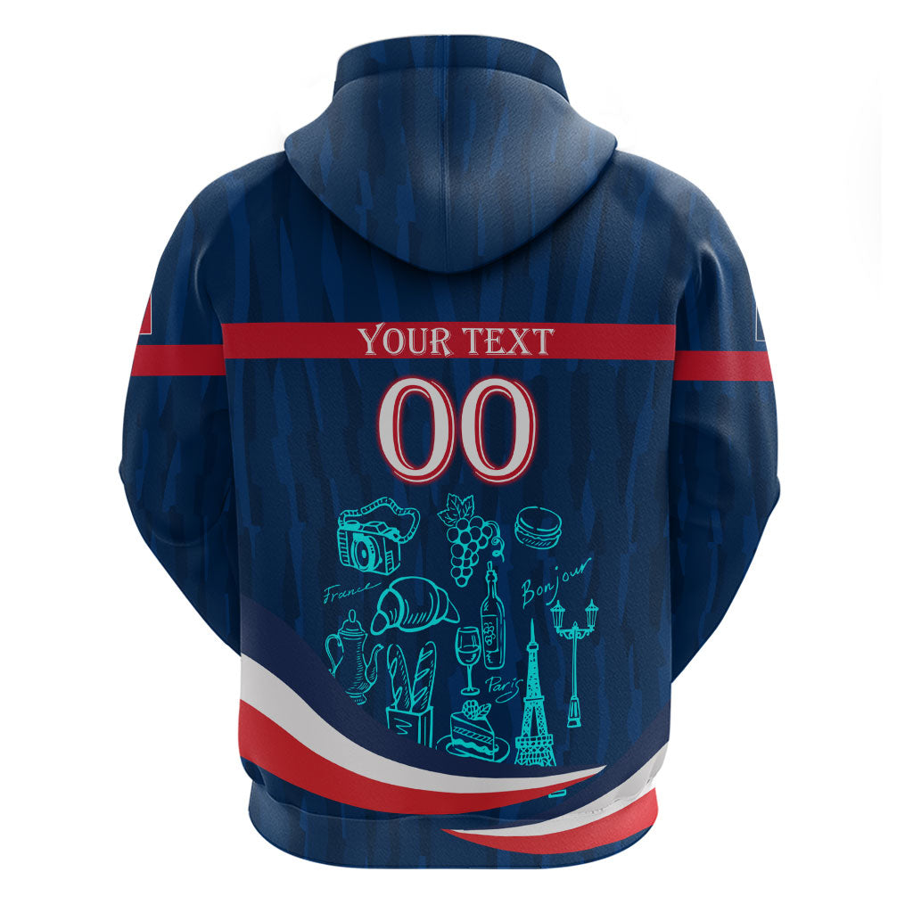 Personalized France Gallic Rooster Football Zip Hoodie Rooster Mascot French Culture Doodle