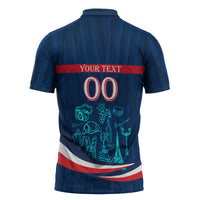 Personalized France Gallic Rooster Football Zipper Polo Shirt Rooster Mascot French Culture Doodle