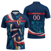 Personalized France Gallic Rooster Football Zipper Polo Shirt Rooster Mascot French Culture Doodle