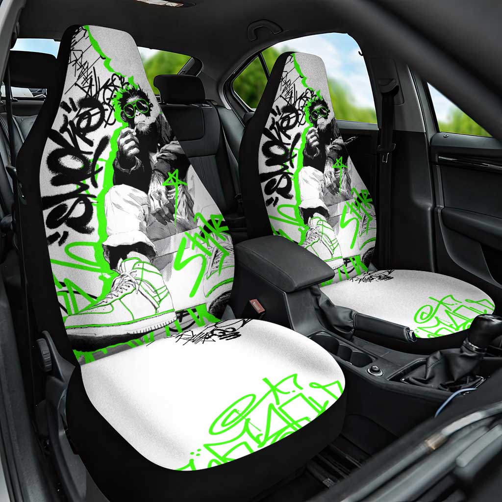 Street Style Graffiti Car Seat Cover with Smoking Monkey and Neon Green - Wonder Print Shop