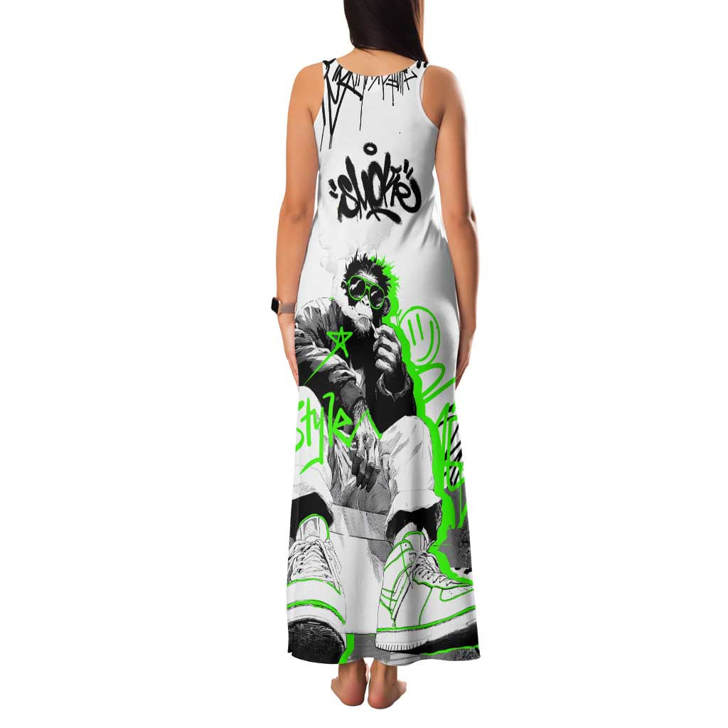 Street Style Graffiti Family Matching Tank Maxi Dress and Hawaiian Shirt with Smoking Monkey and Neon Green - Wonder Print Shop