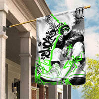 Street Style Graffiti Garden Flag with Smoking Monkey and Neon Green - Wonder Print Shop