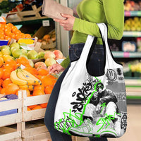 Street Style Graffiti Grocery Bag with Smoking Monkey and Neon Green - Wonder Print Shop