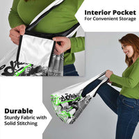 Street Style Graffiti Grocery Bag with Smoking Monkey and Neon Green - Wonder Print Shop