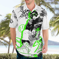 Street Style Graffiti Hawaiian Shirt with Smoking Monkey and Neon Green - Wonder Print Shop