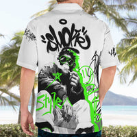 Street Style Graffiti Hawaiian Shirt with Smoking Monkey and Neon Green - Wonder Print Shop