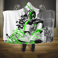 Street Style Graffiti Hooded Blanket with Smoking Monkey and Neon Green - Wonder Print Shop