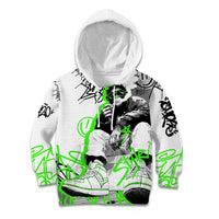 Street Style Graffiti Kid Hoodie with Smoking Monkey and Neon Green - Wonder Print Shop