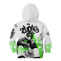 Street Style Graffiti Kid Hoodie with Smoking Monkey and Neon Green - Wonder Print Shop
