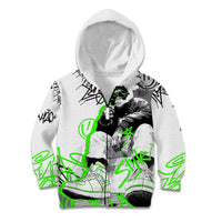 Street Style Graffiti Kid Hoodie with Smoking Monkey and Neon Green - Wonder Print Shop