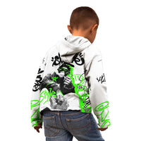 Street Style Graffiti Kid Hoodie with Smoking Monkey and Neon Green - Wonder Print Shop