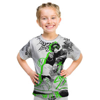 Street Style Graffiti Kid T Shirt with Smoking Monkey and Neon Green - Wonder Print Shop