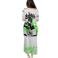 Street Style Graffiti Puletasi with Smoking Monkey and Neon Green - Wonder Print Shop