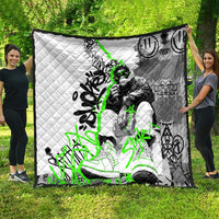 Street Style Graffiti Quilt with Smoking Monkey and Neon Green - Wonder Print Shop