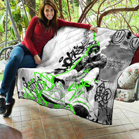 Street Style Graffiti Quilt with Smoking Monkey and Neon Green - Wonder Print Shop