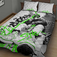Street Style Graffiti Quilt Bed Set with Smoking Monkey and Neon Green - Wonder Print Shop