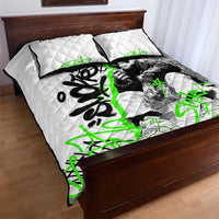 Street Style Graffiti Quilt Bed Set with Smoking Monkey and Neon Green - Wonder Print Shop