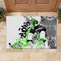 Street Style Graffiti Rubber Doormat with Smoking Monkey and Neon Green - Wonder Print Shop