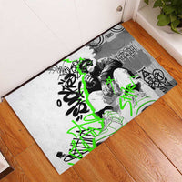 Street Style Graffiti Rubber Doormat with Smoking Monkey and Neon Green - Wonder Print Shop
