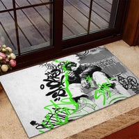 Street Style Graffiti Rubber Doormat with Smoking Monkey and Neon Green - Wonder Print Shop