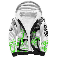 Street Style Graffiti Sherpa Hoodie with Smoking Monkey and Neon Green - Wonder Print Shop