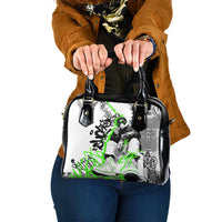 Street Style Graffiti Shoulder Handbag with Smoking Monkey and Neon Green - Wonder Print Shop