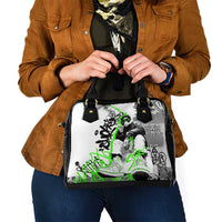 Street Style Graffiti Shoulder Handbag with Smoking Monkey and Neon Green - Wonder Print Shop
