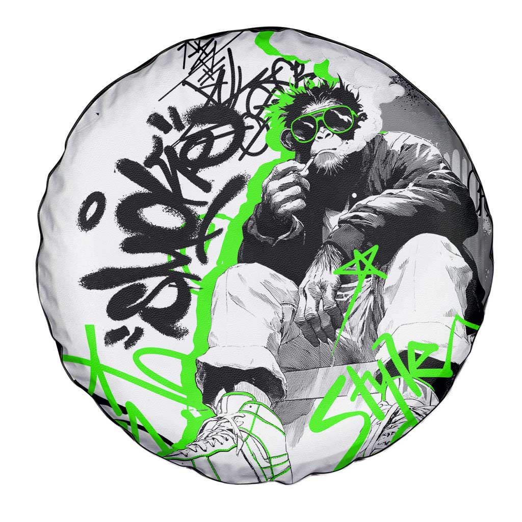 Street Style Graffiti Spare Tire Cover with Smoking Monkey and Neon Green - Wonder Print Shop