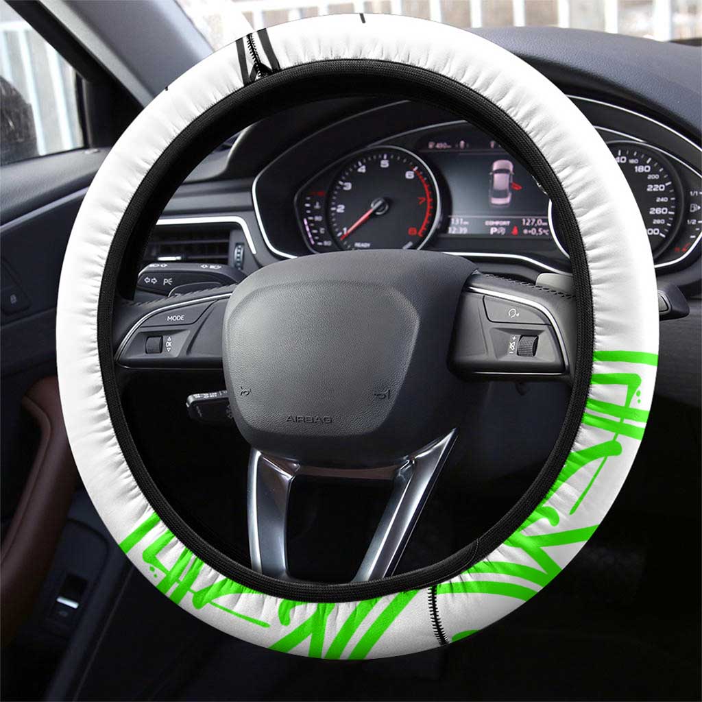 Street Style Graffiti Steering Wheel Cover with Smoking Monkey and Neon Green - Wonder Print Shop