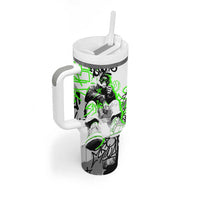 Street Style Graffiti Tumbler With Handle with Smoking Monkey and Neon Green - Wonder Print Shop
