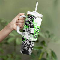 Street Style Graffiti Tumbler With Handle with Smoking Monkey and Neon Green - Wonder Print Shop