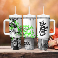 Street Style Graffiti Tumbler With Handle with Smoking Monkey and Neon Green - Wonder Print Shop